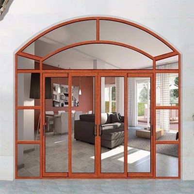 Hs-asd02 House Villa 96 X 80 Aluminum Panel Glass Arch Sliding Door